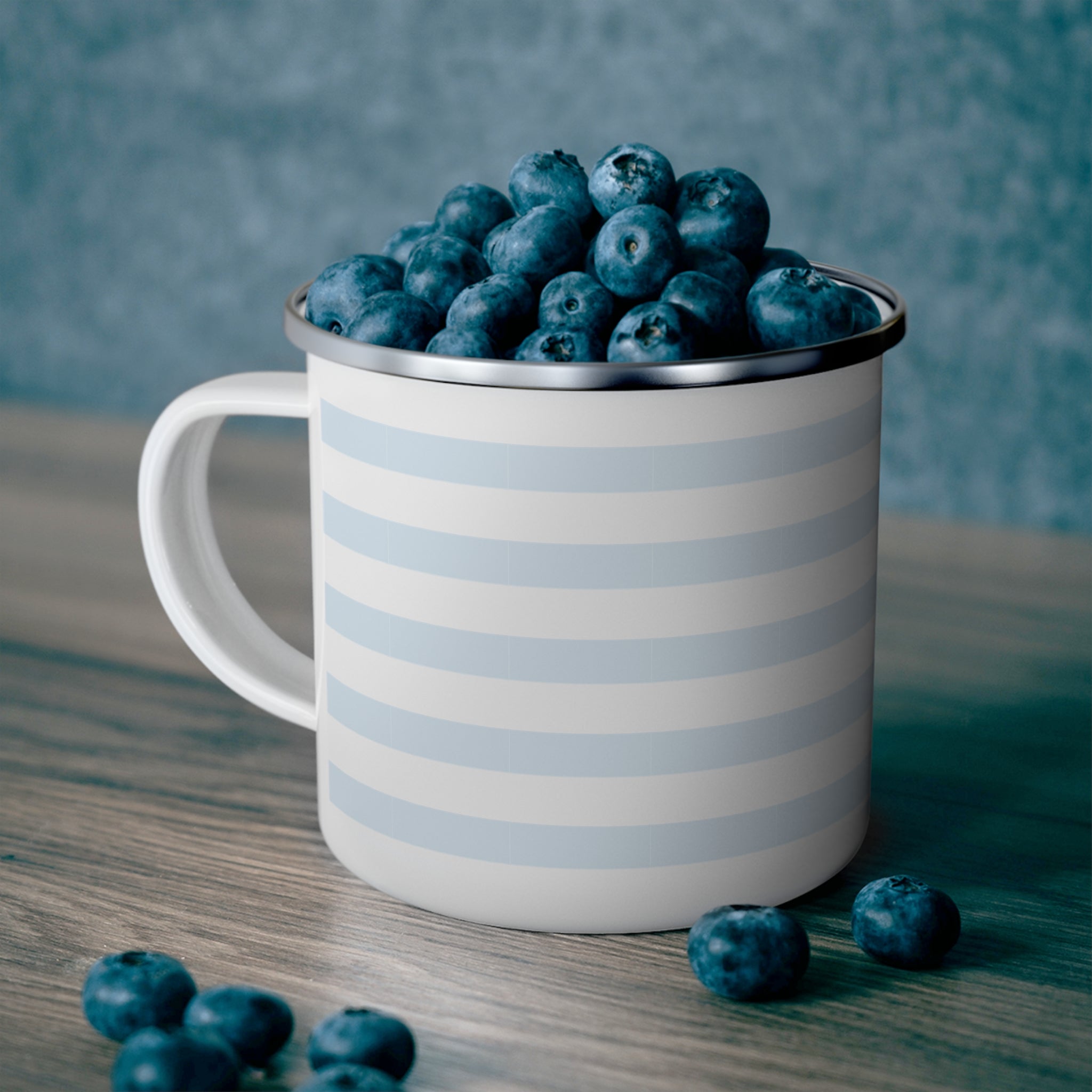 Blue Striped Enamel Mug