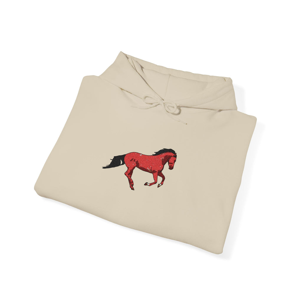 Horse Graphic Hoodie — Red Floral Stallion Design