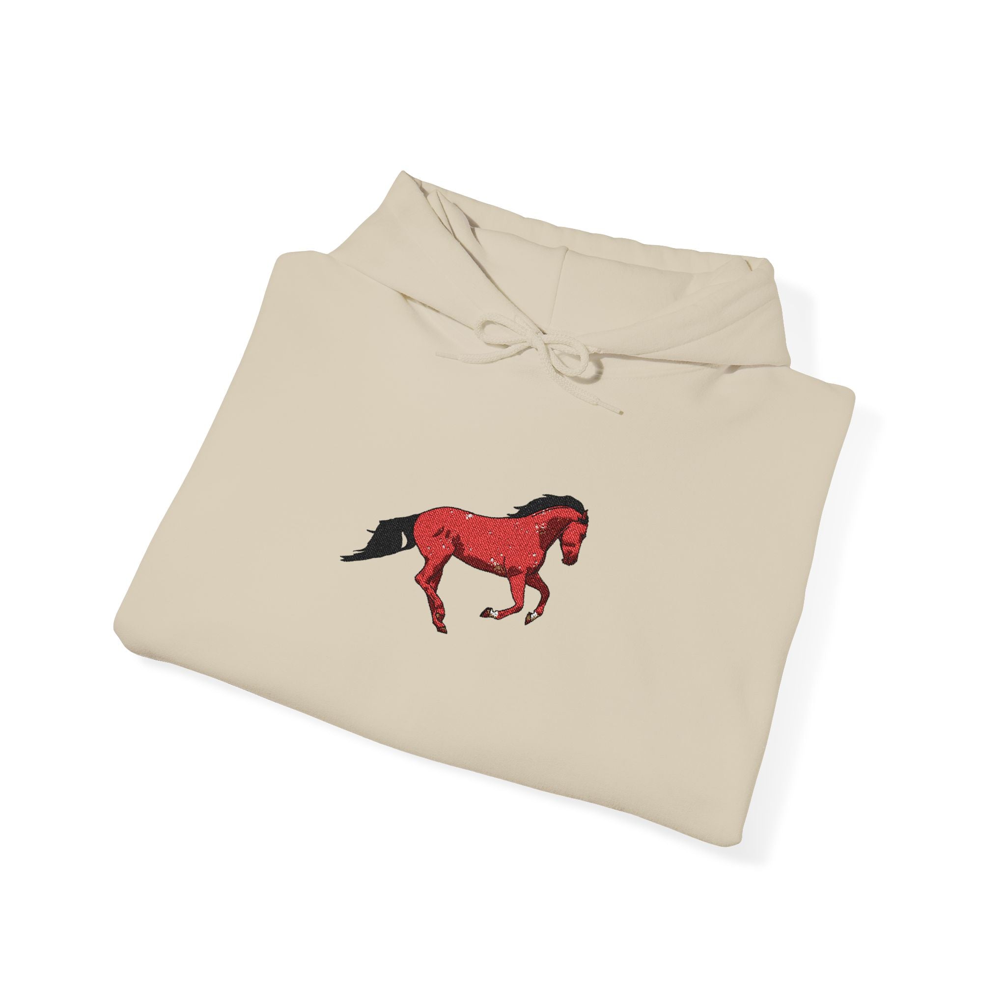 Horse Graphic Hoodie — Red Floral Stallion Design
