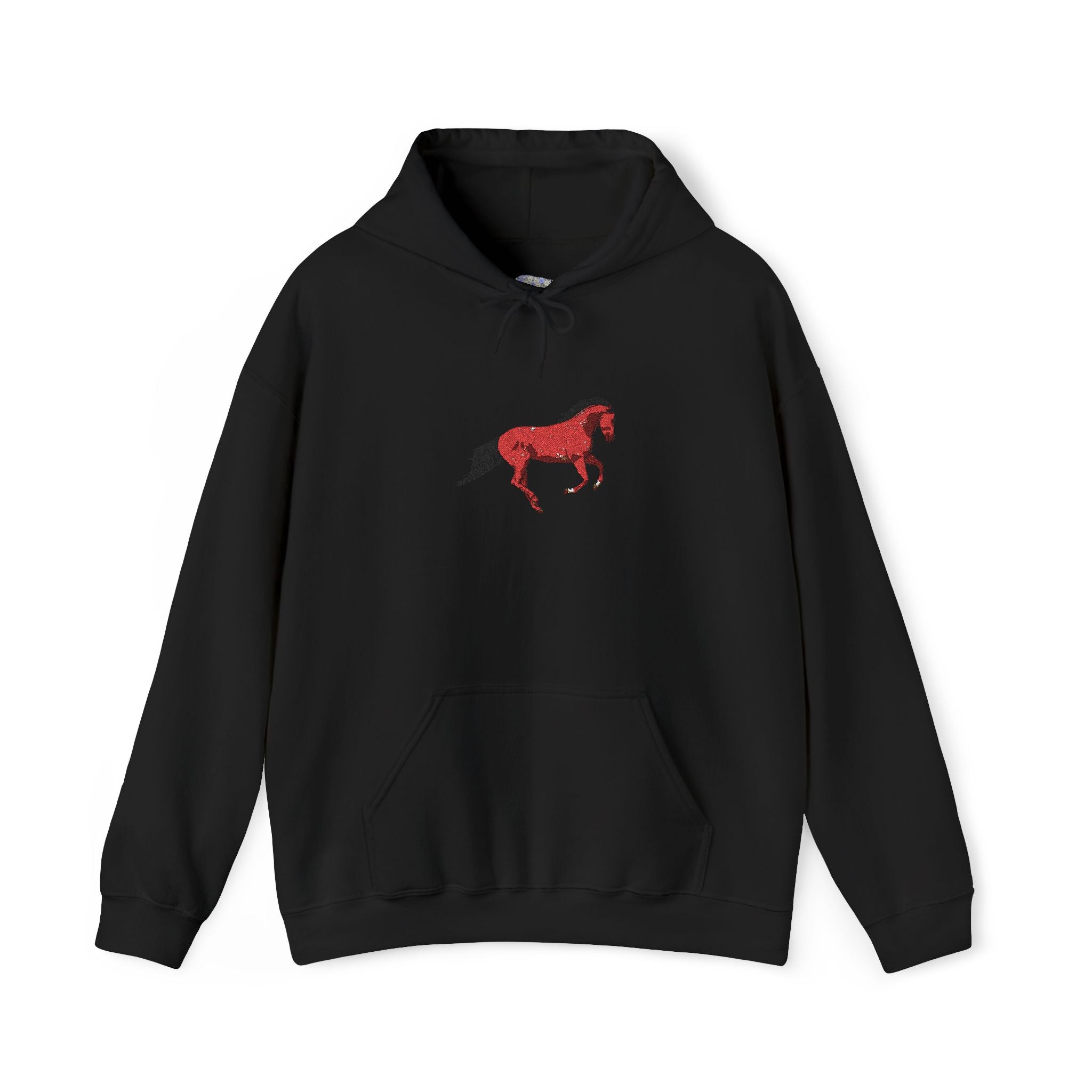 Horse Graphic Hoodie — Red Floral Stallion Design