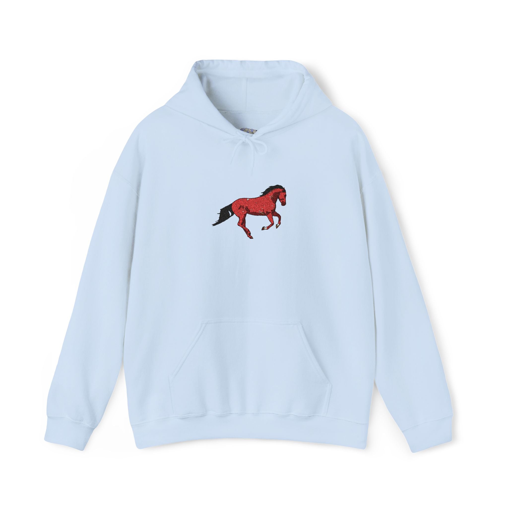 Horse Graphic Hoodie — Red Floral Stallion Design