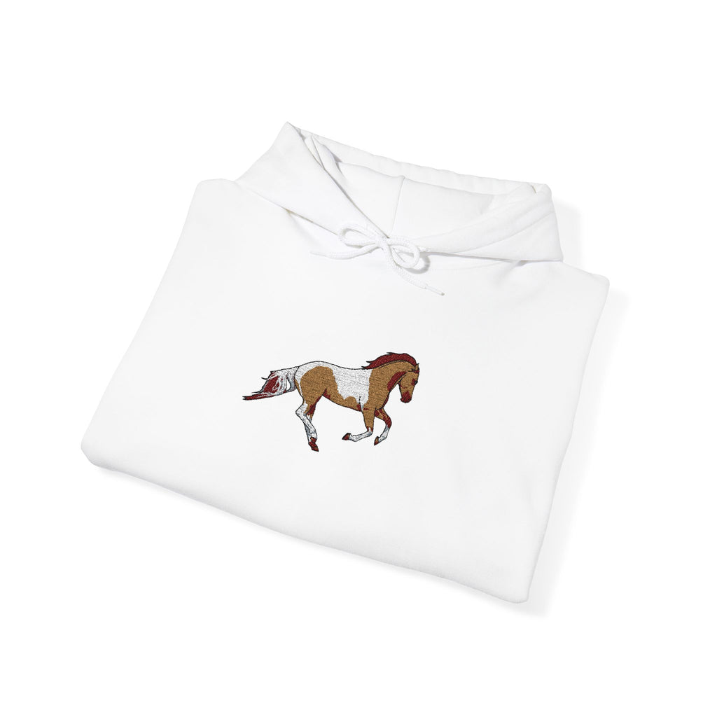 Painted Pinto Horse Hoodie - Small Chest Artwork, Equestrian Gift
