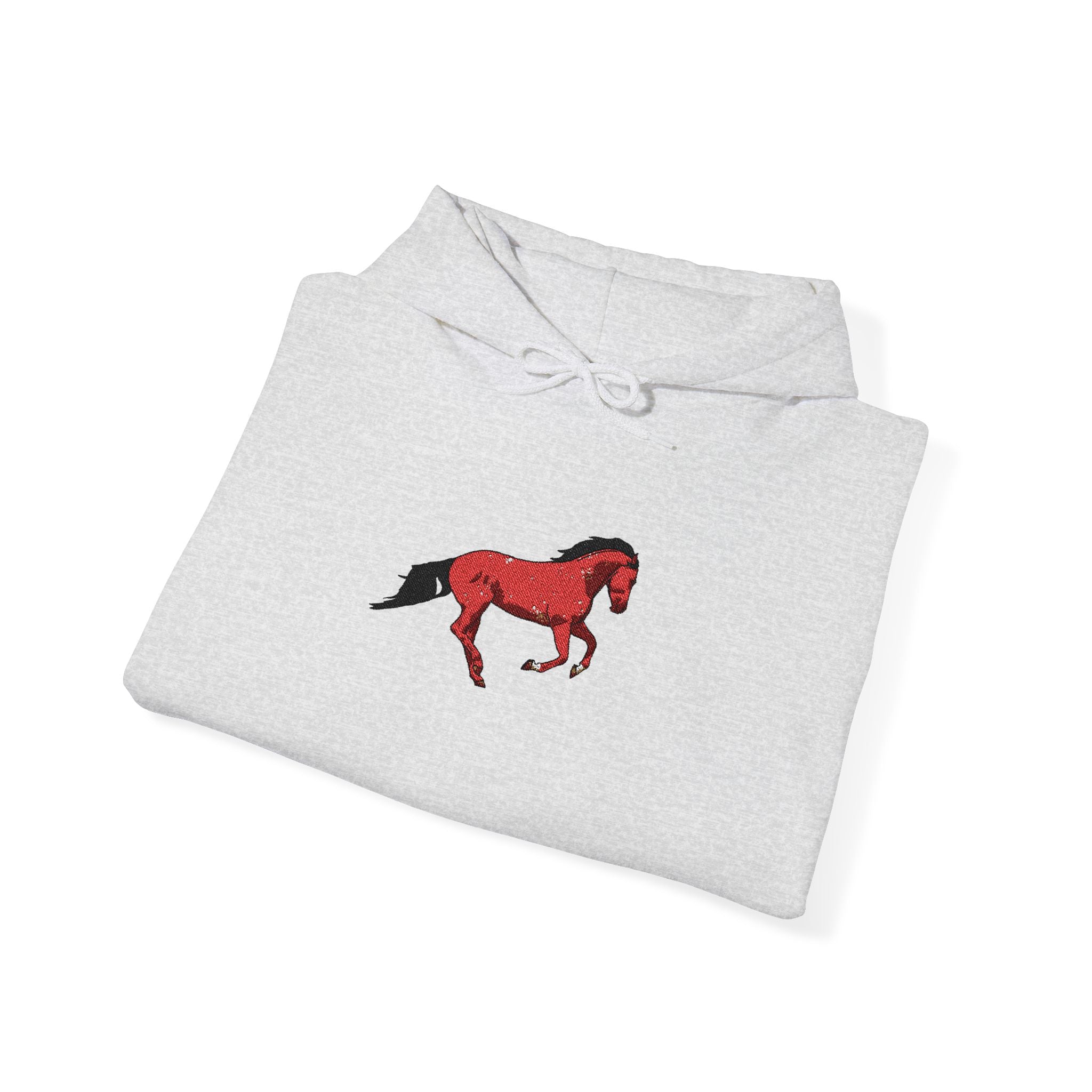 Horse Graphic Hoodie — Red Floral Stallion Design