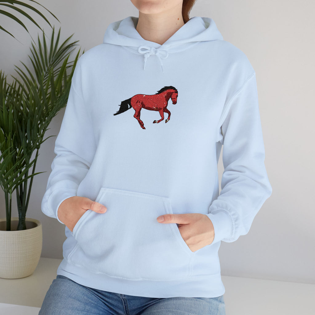 Horse Graphic Hoodie — Red Floral Stallion Design