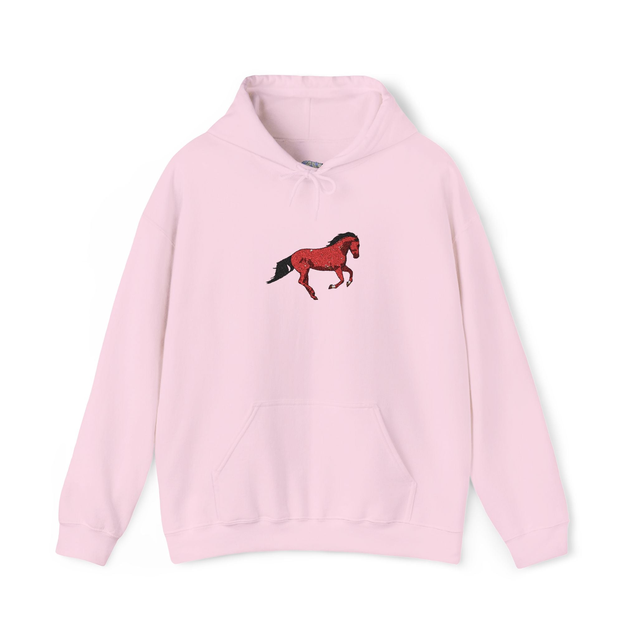 Horse Graphic Hoodie — Red Floral Stallion Design