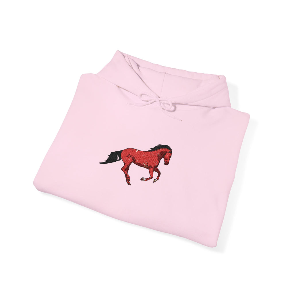 Horse Graphic Hoodie — Red Floral Stallion Design