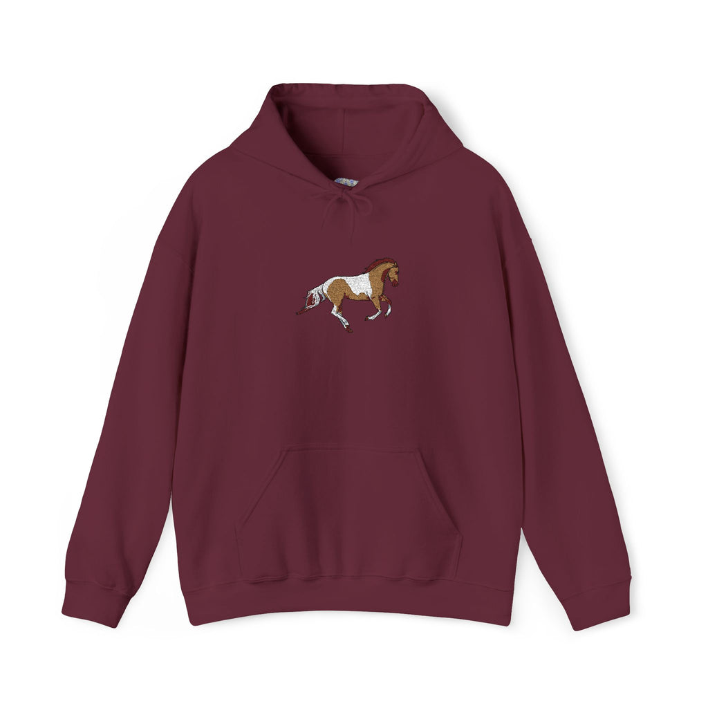 Painted Pinto Horse Hoodie - Small Chest Artwork, Equestrian Gift