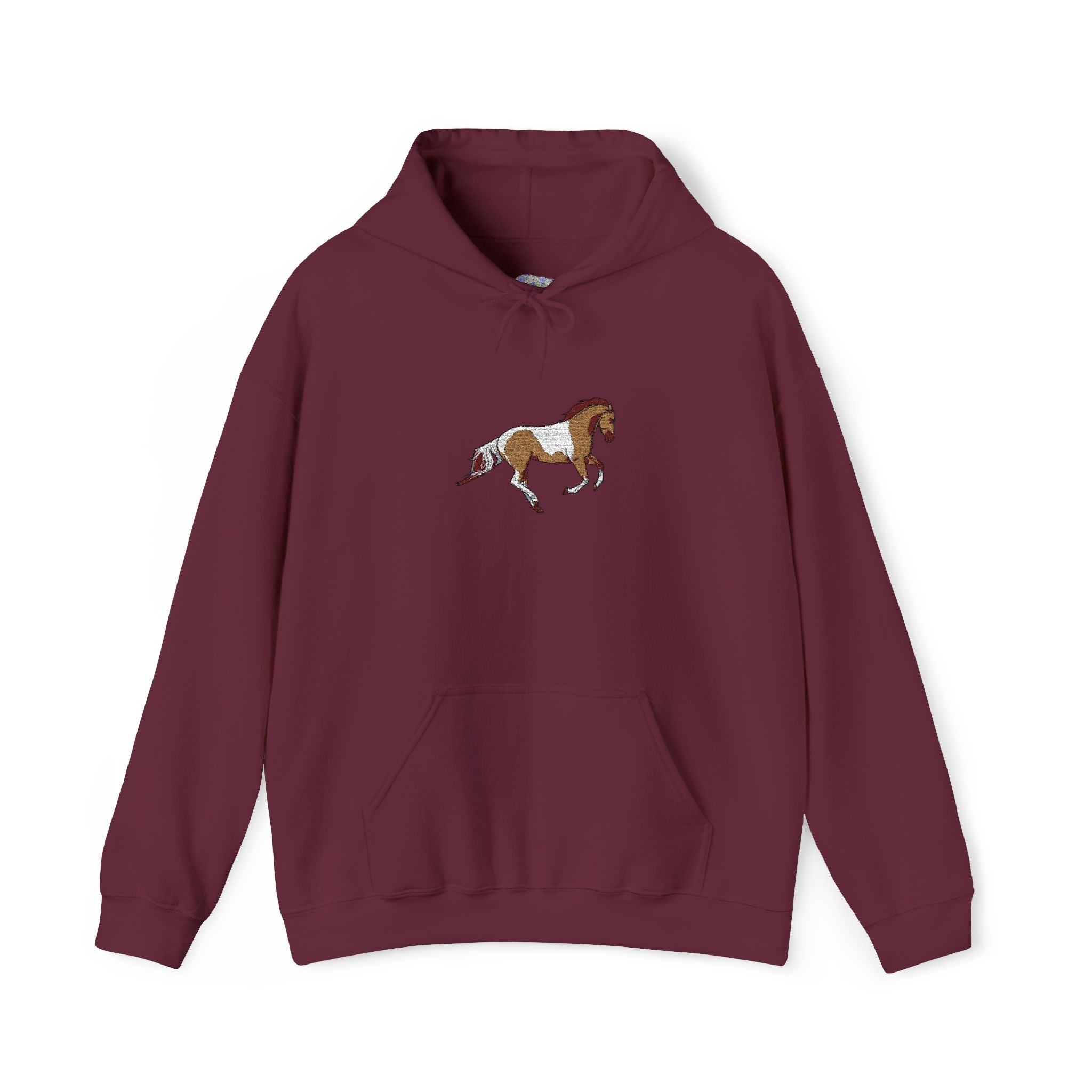 Painted Pinto Horse Hoodie - Small Chest Artwork, Equestrian Gift
