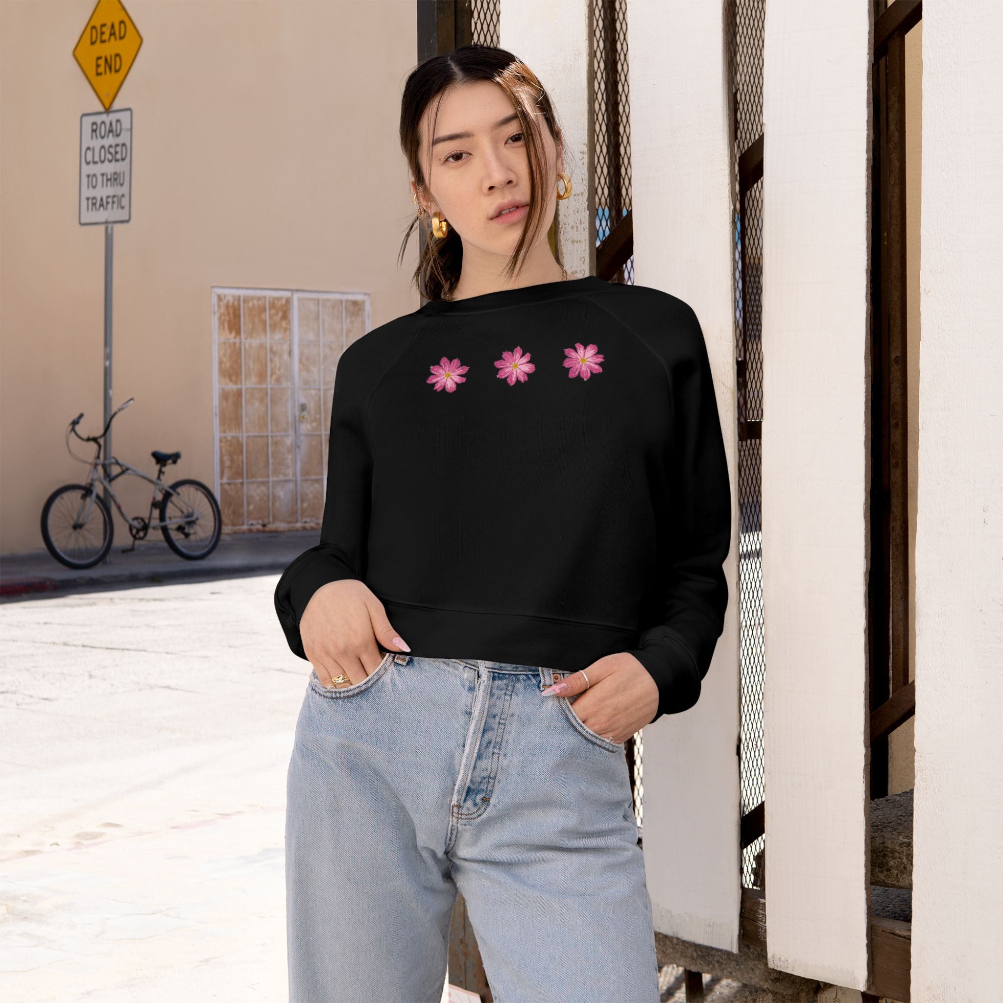 Floral Fleece Crop Pullover