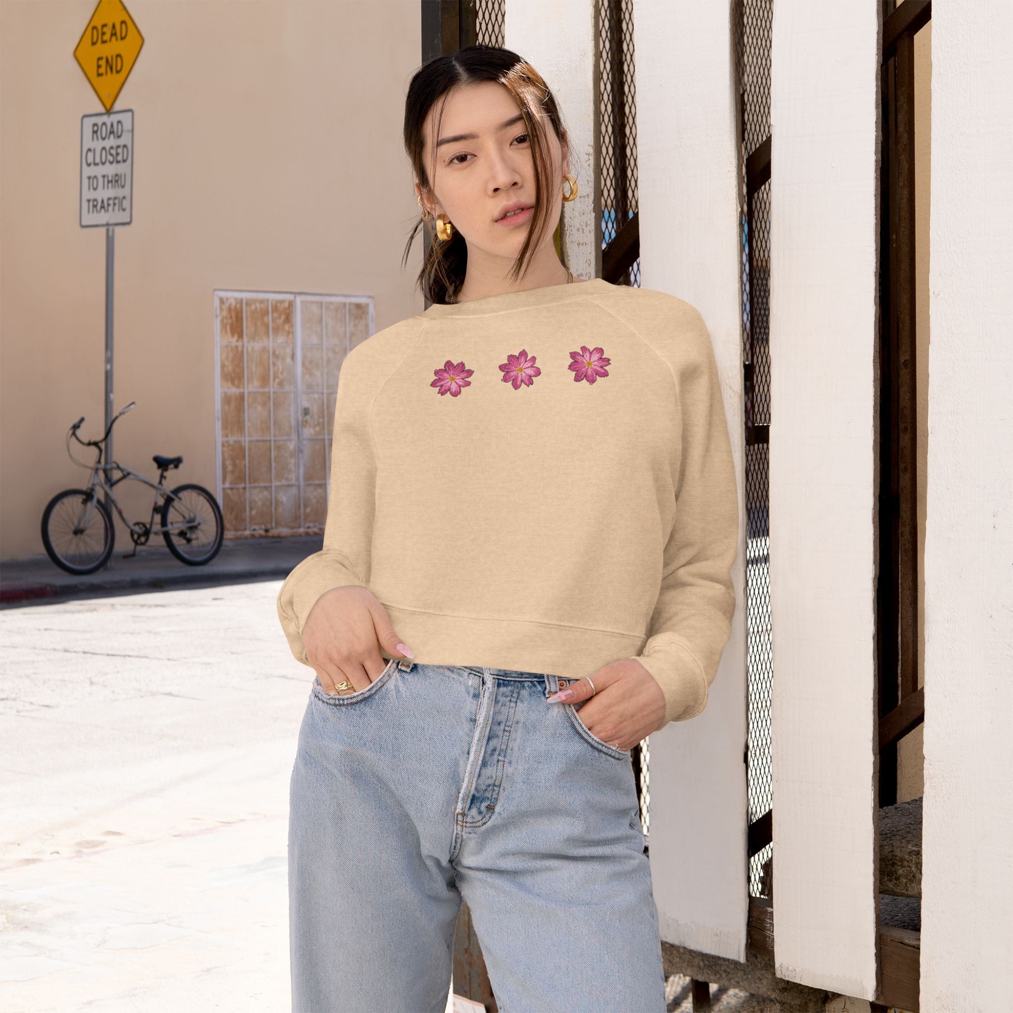 Floral Fleece Crop Pullover