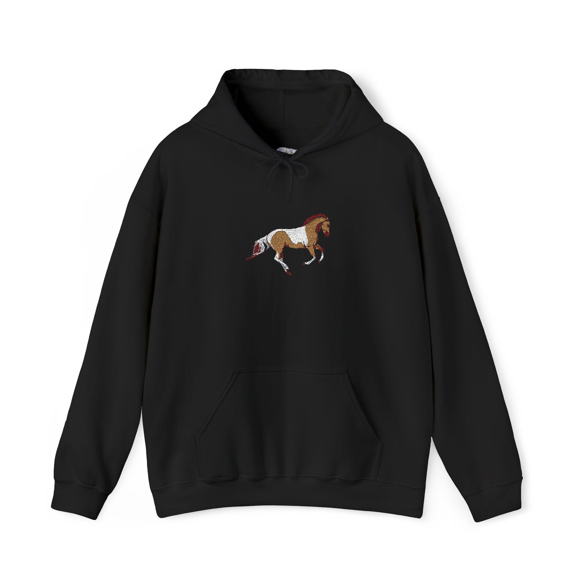 Painted Pinto Horse Hoodie - Small Chest Artwork, Equestrian Gift