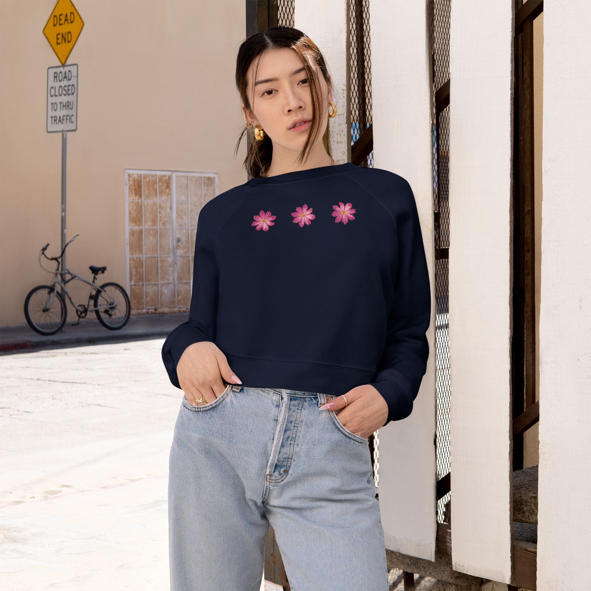 Floral Fleece Crop Pullover