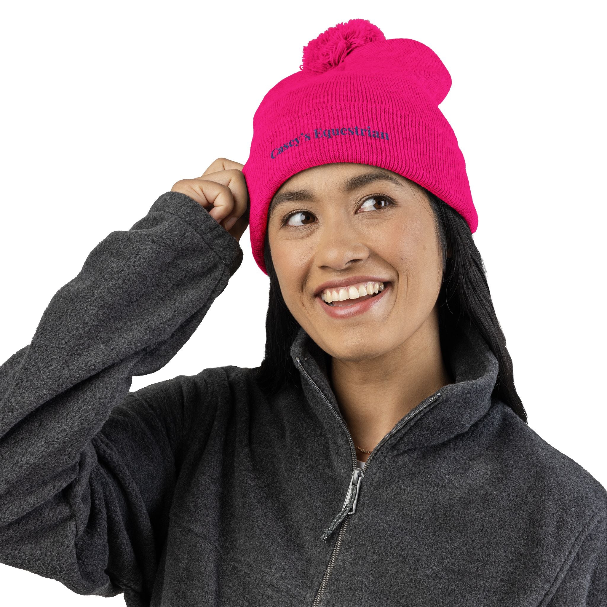 Casey's Embroidered Pom-Pom Winter Hat