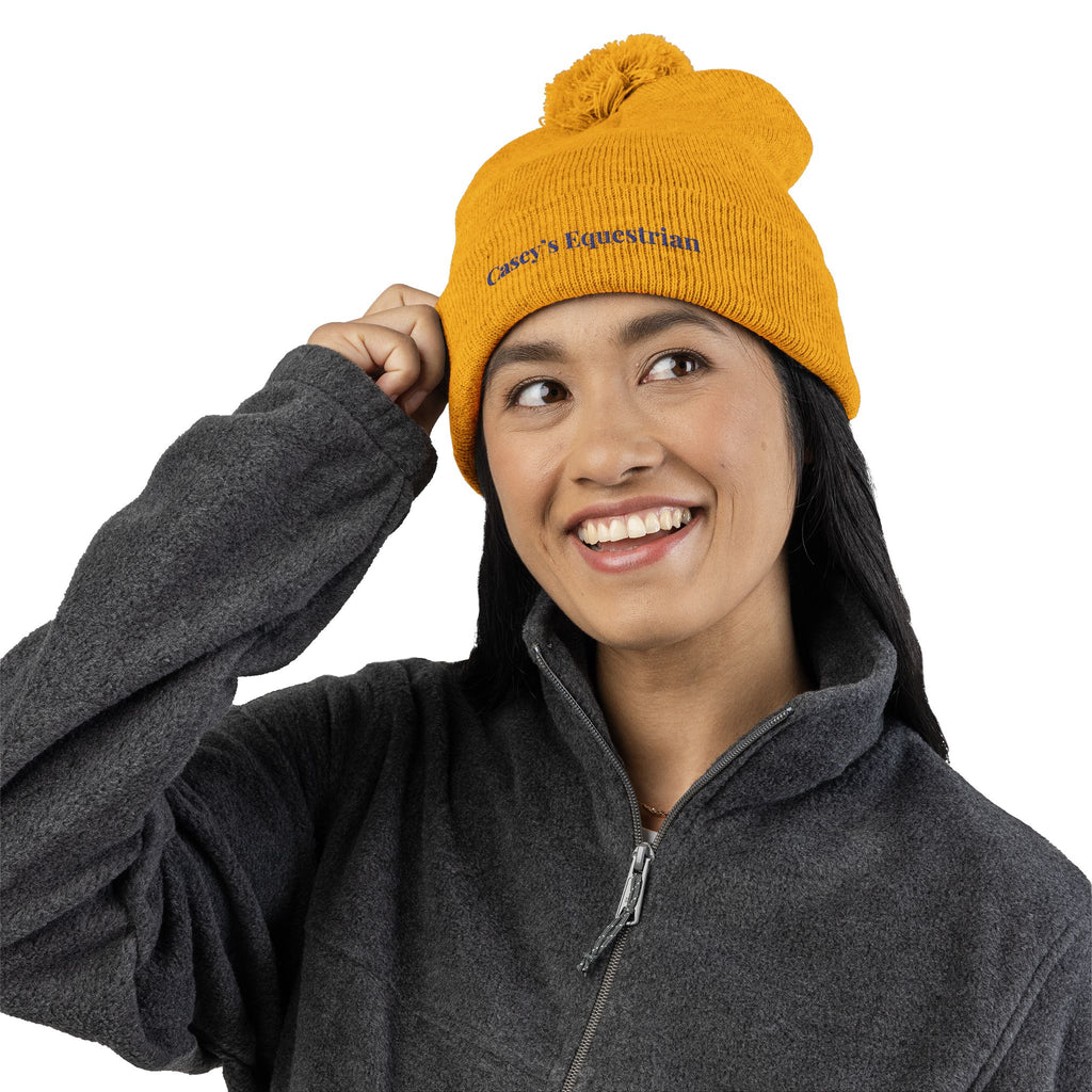 Casey's Embroidered Pom-Pom Winter Hat