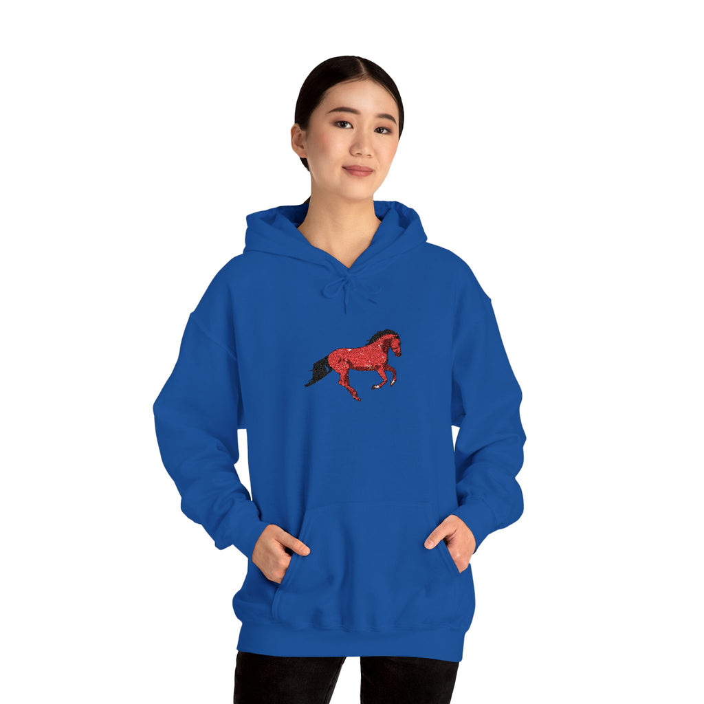 Horse Graphic Hoodie — Red Floral Stallion Design
