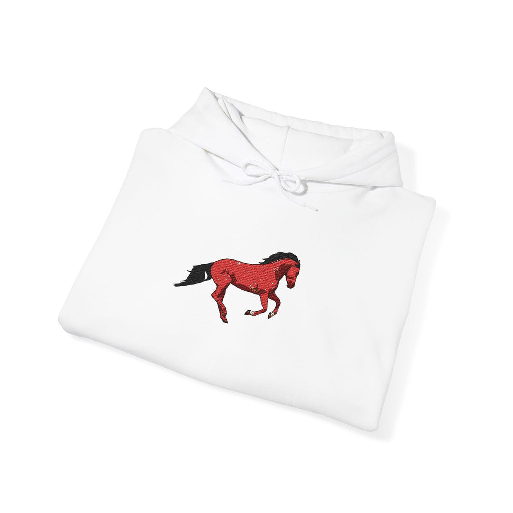 Horse Graphic Hoodie — Red Floral Stallion Design