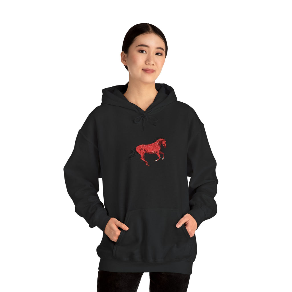 Horse Graphic Hoodie — Red Floral Stallion Design