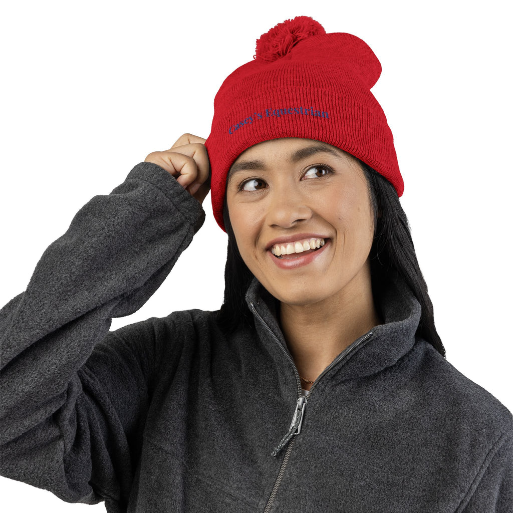 Casey's Embroidered Pom-Pom Winter Hat