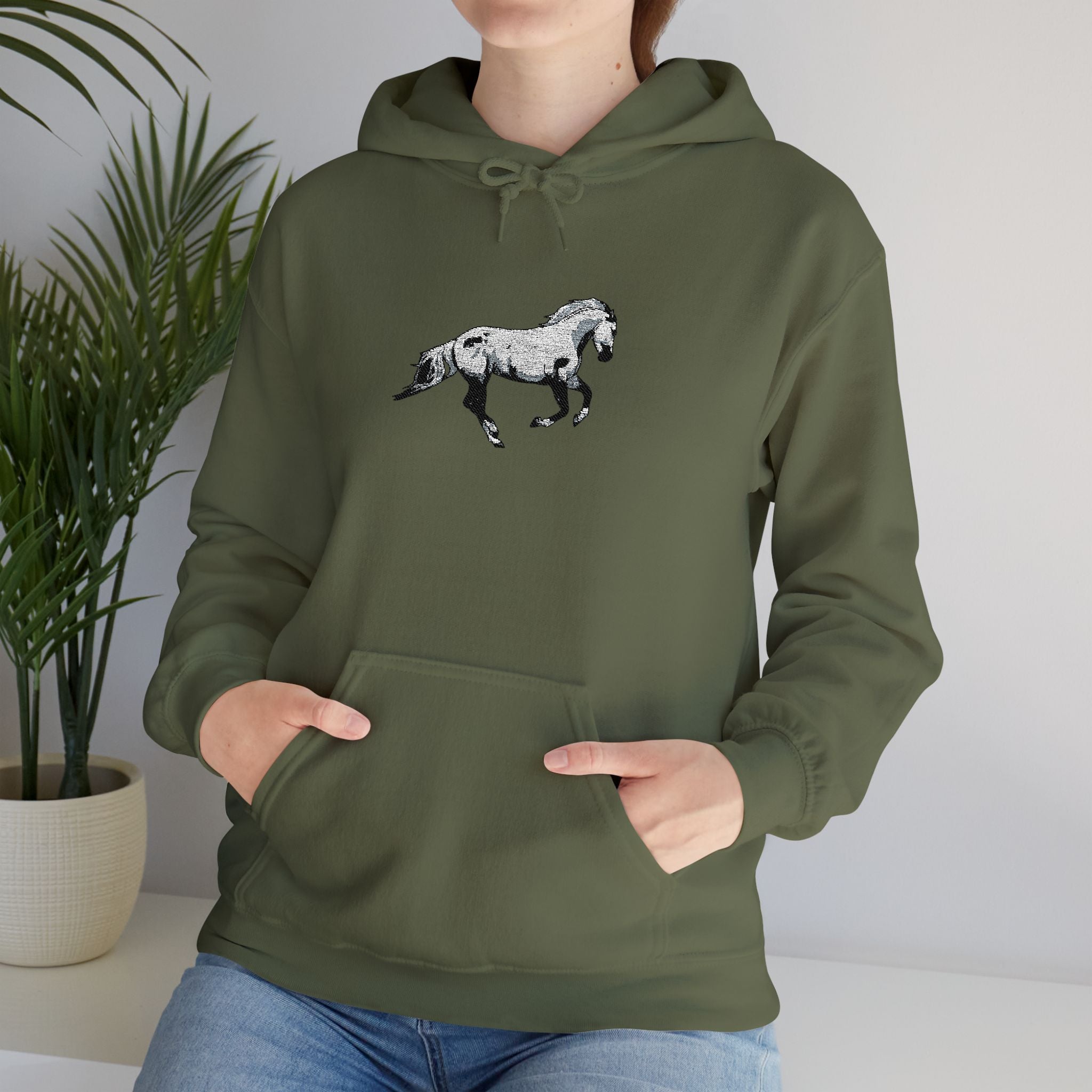 Embroidered Horse Hoodie