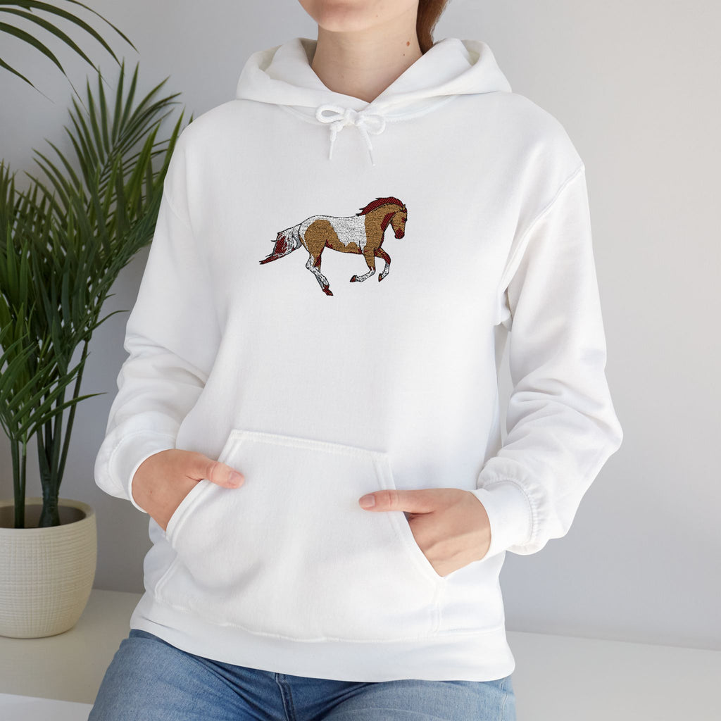 Painted Pinto Horse Hoodie - Small Chest Artwork, Equestrian Gift