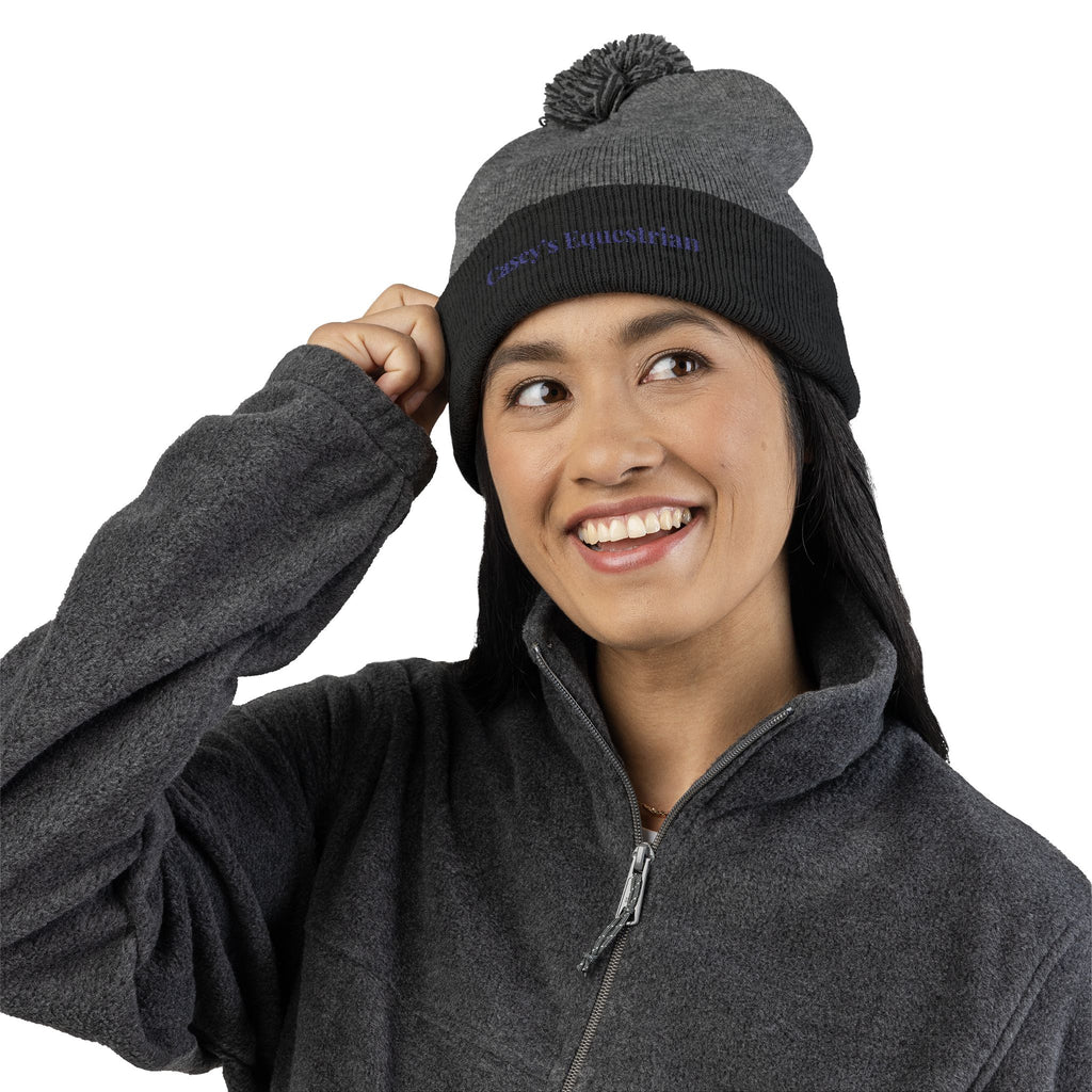 Casey's Embroidered Pom-Pom Winter Hat