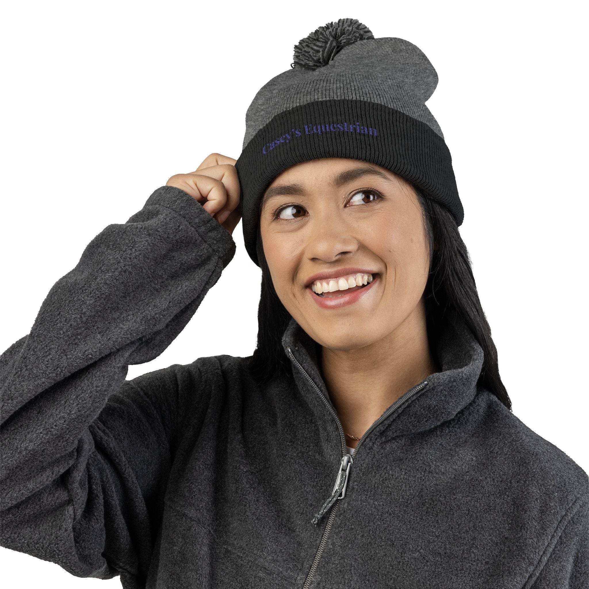 Casey's Embroidered Pom-Pom Winter Hat