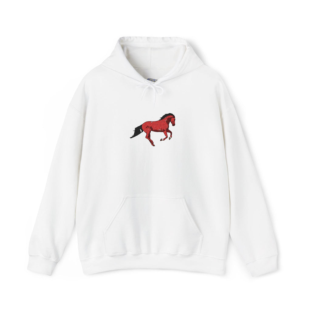 Horse Graphic Hoodie — Red Floral Stallion Design