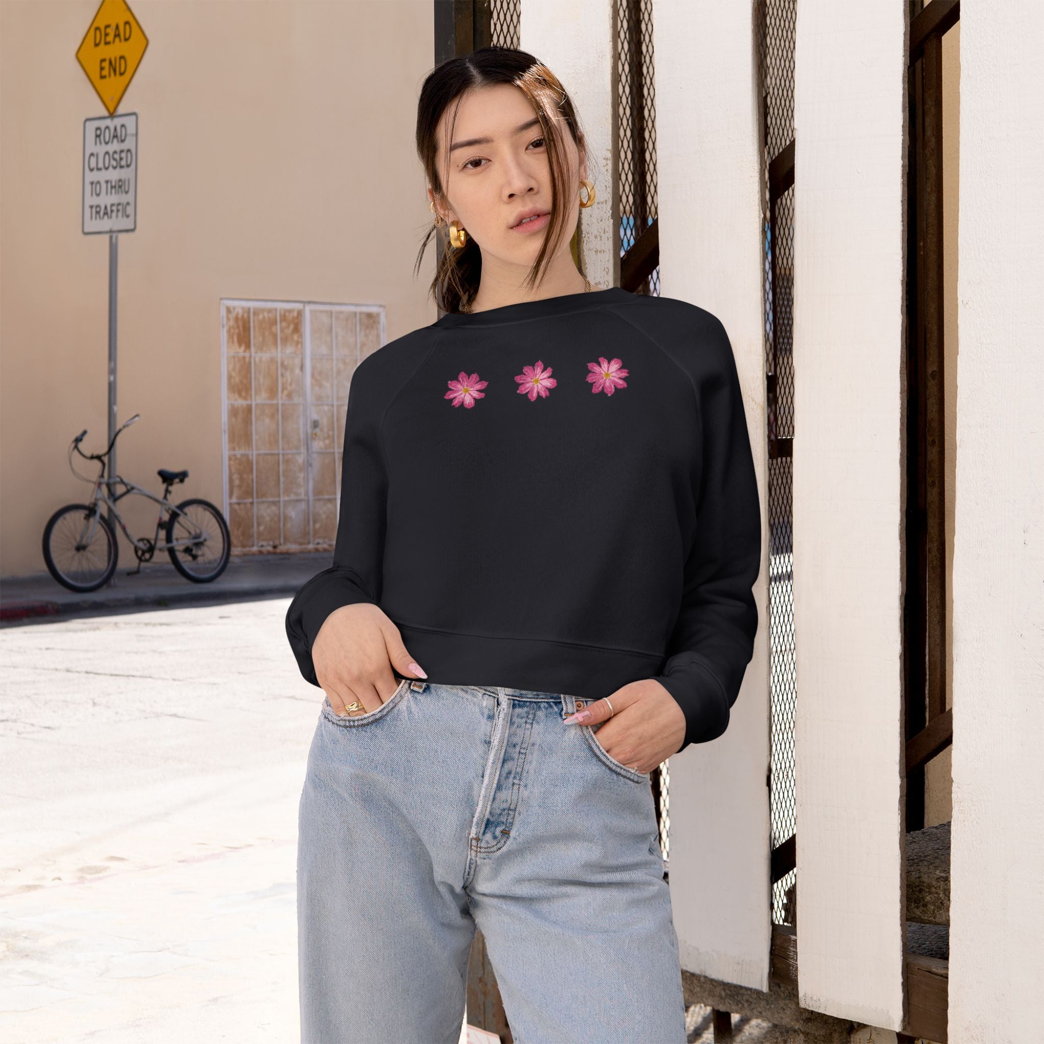 Floral Fleece Crop Pullover