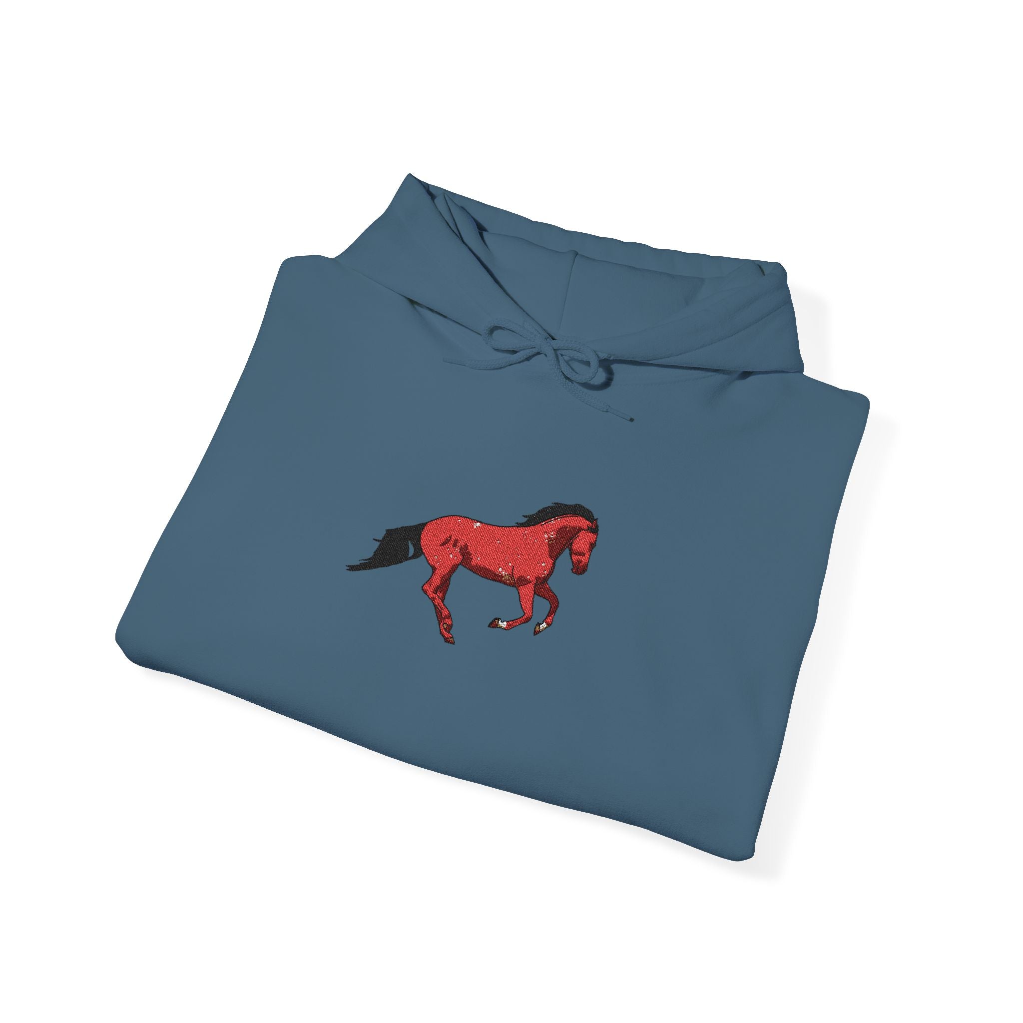 Horse Graphic Hoodie — Red Floral Stallion Design