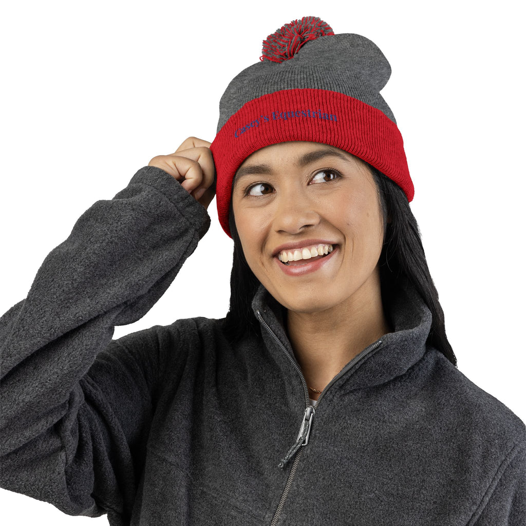 Casey's Embroidered Pom-Pom Winter Hat