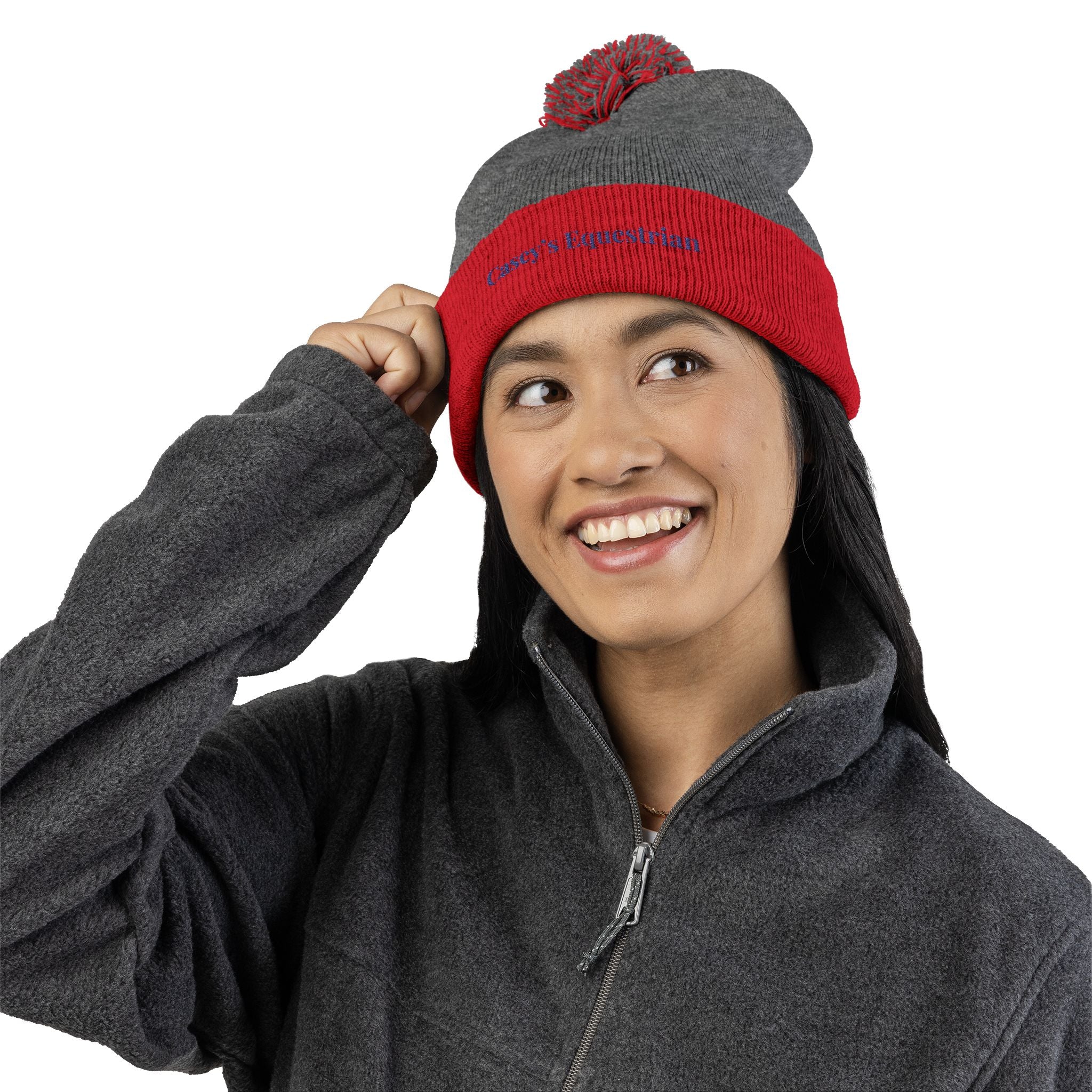 Casey's Embroidered Pom-Pom Winter Hat