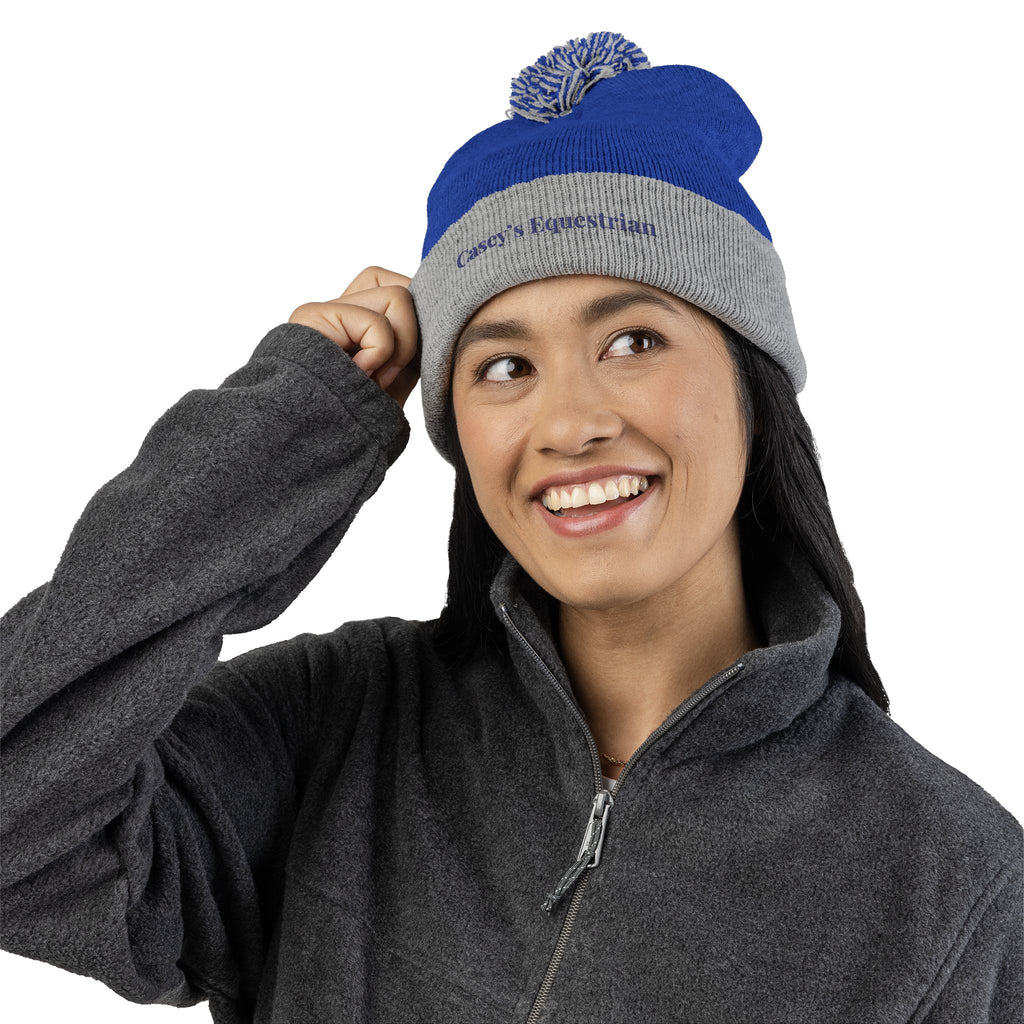 Casey's Embroidered Pom-Pom Winter Hat