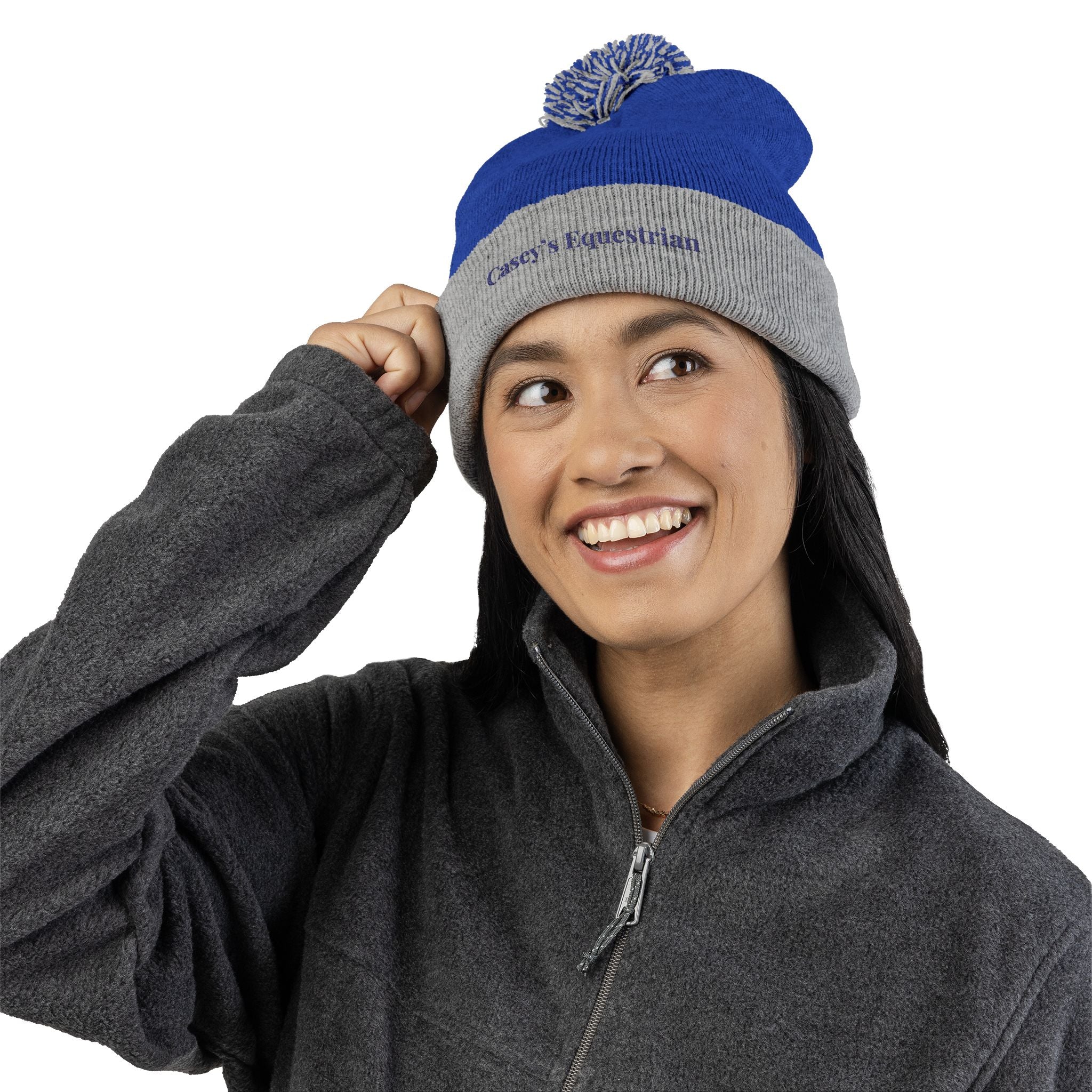 Casey's Embroidered Pom-Pom Winter Hat