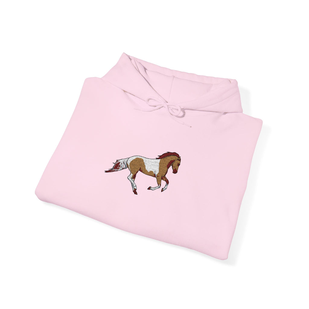 Painted Pinto Horse Hoodie - Small Chest Artwork, Equestrian Gift