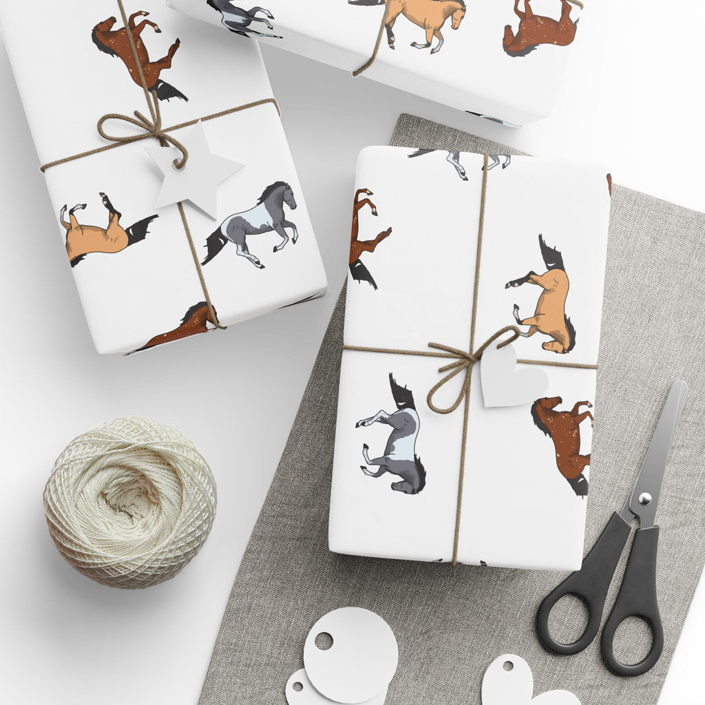 Horse Pattern Wrapping Paper — Cute Galloping Horses Gift Wrap