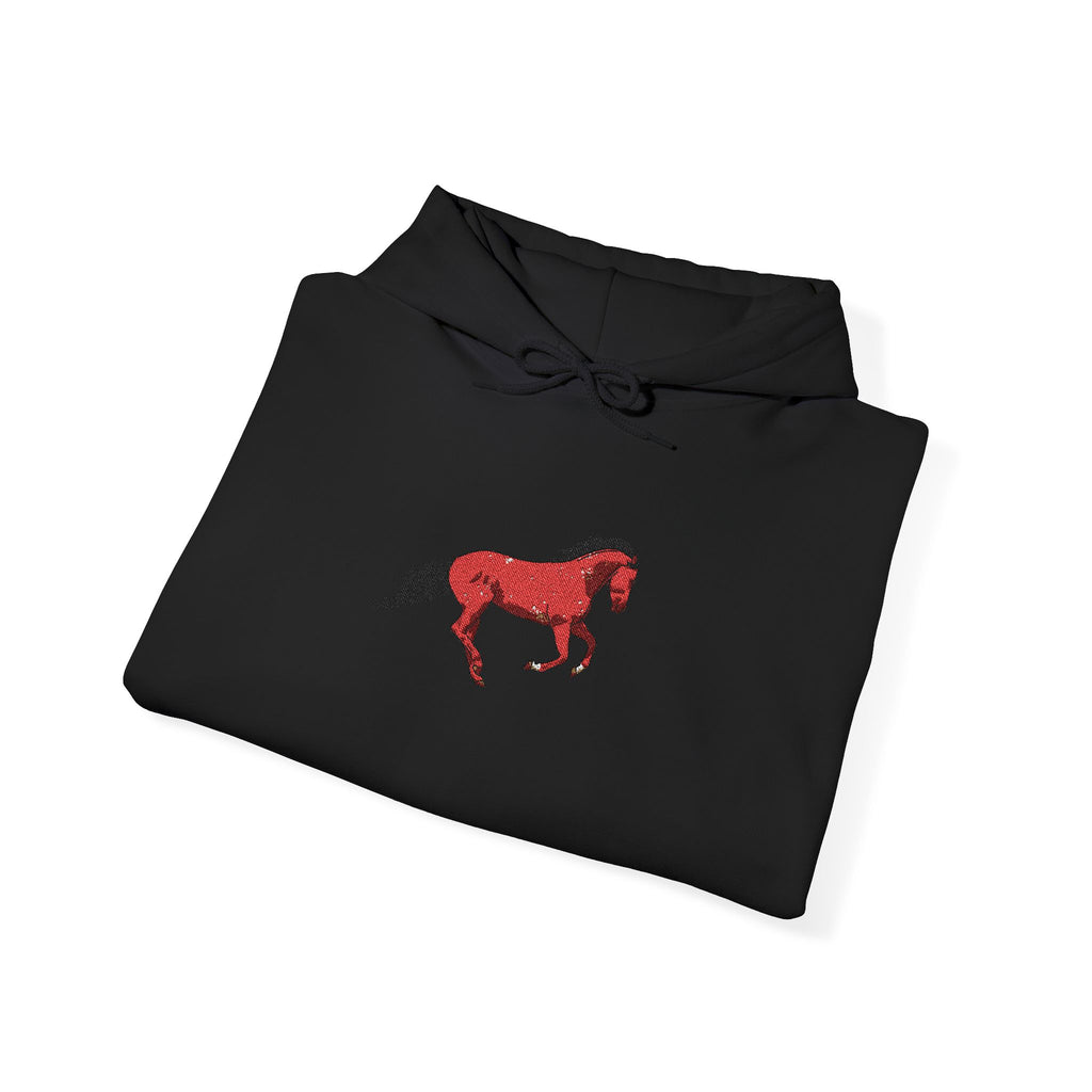 Horse Graphic Hoodie — Red Floral Stallion Design