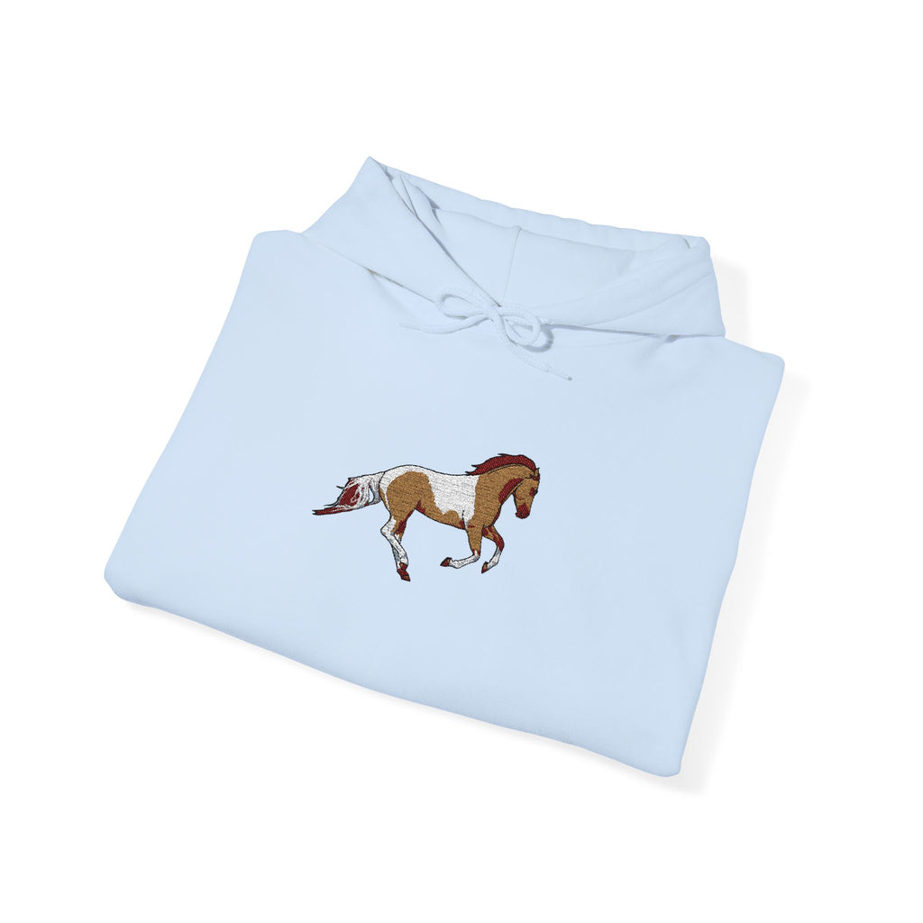 Painted Pinto Horse Hoodie - Small Chest Artwork, Equestrian Gift