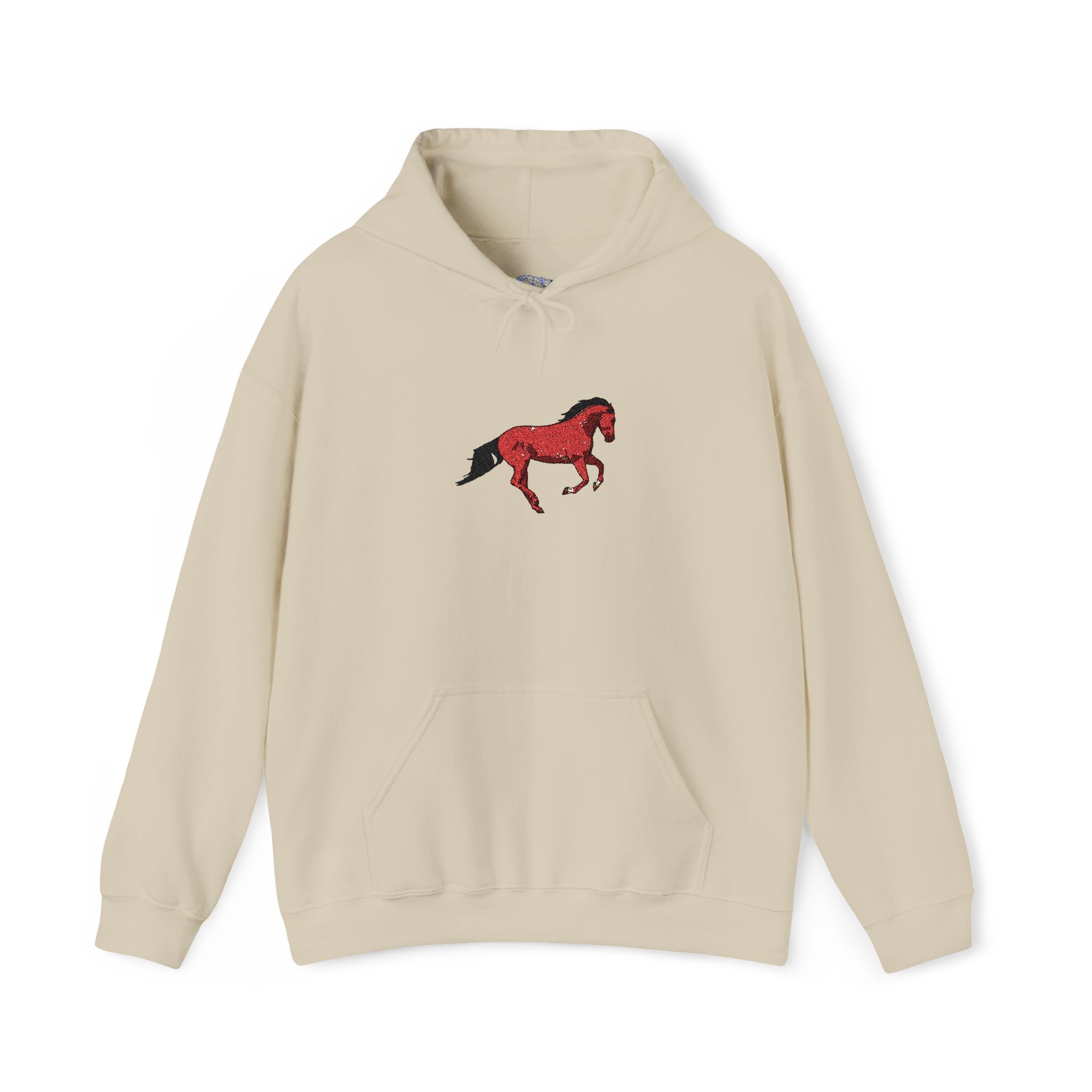 Horse Graphic Hoodie — Red Floral Stallion Design