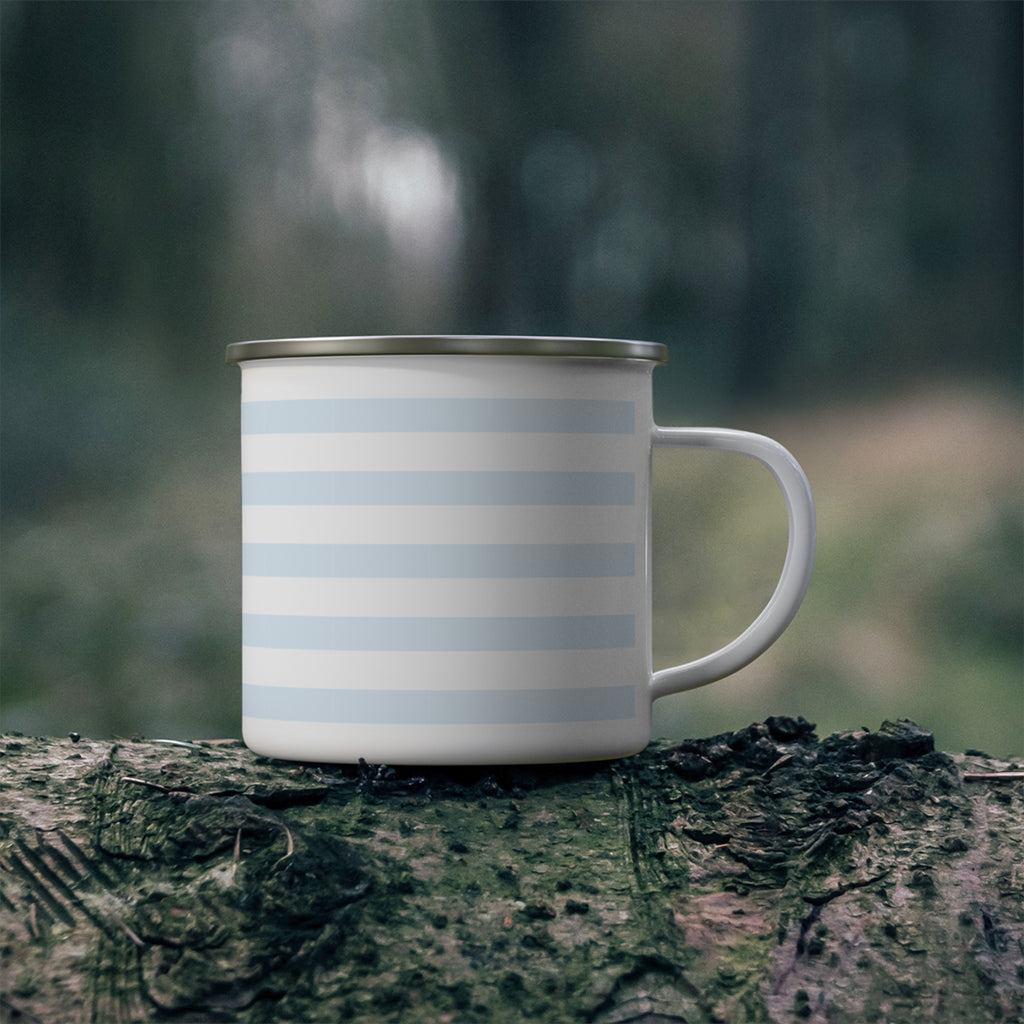 Blue Striped Enamel Mug