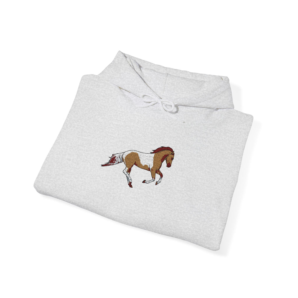 Painted Pinto Horse Hoodie - Small Chest Artwork, Equestrian Gift