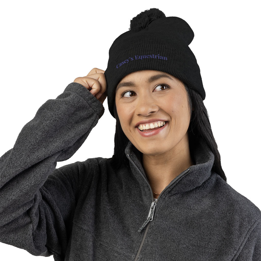 Casey's Embroidered Pom-Pom Winter Hat