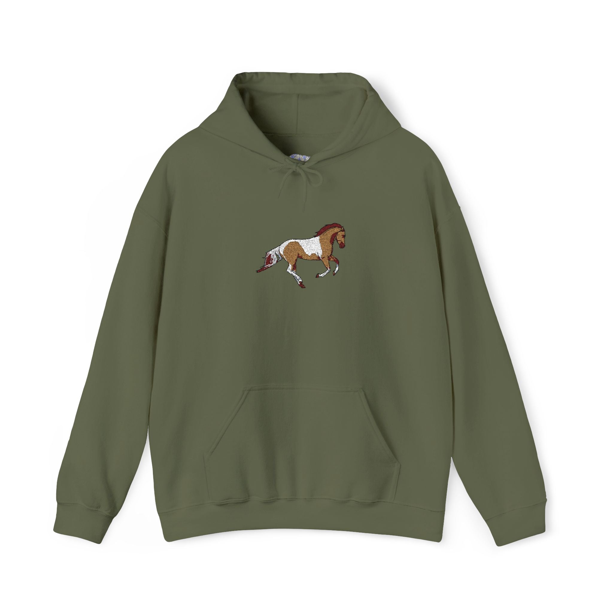 Painted Pinto Horse Hoodie - Small Chest Artwork, Equestrian Gift