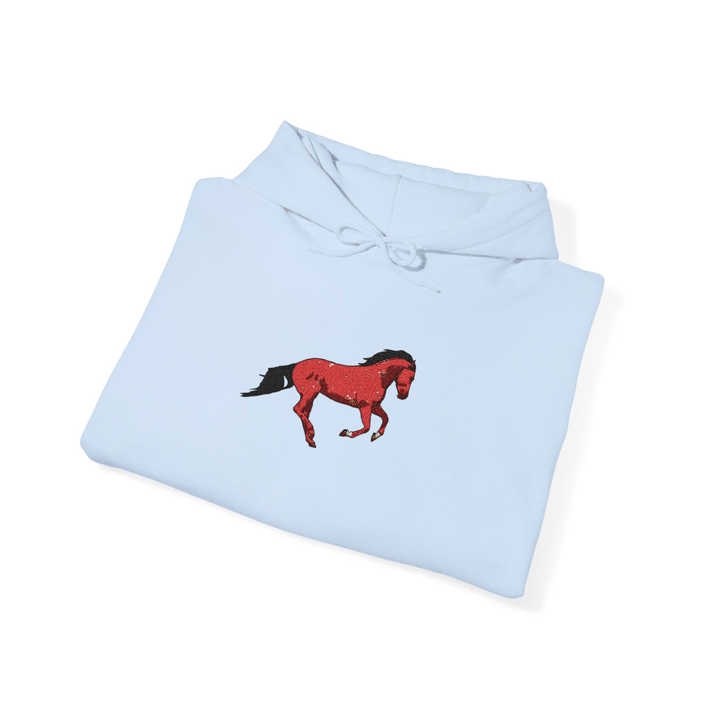Horse Graphic Hoodie — Red Floral Stallion Design