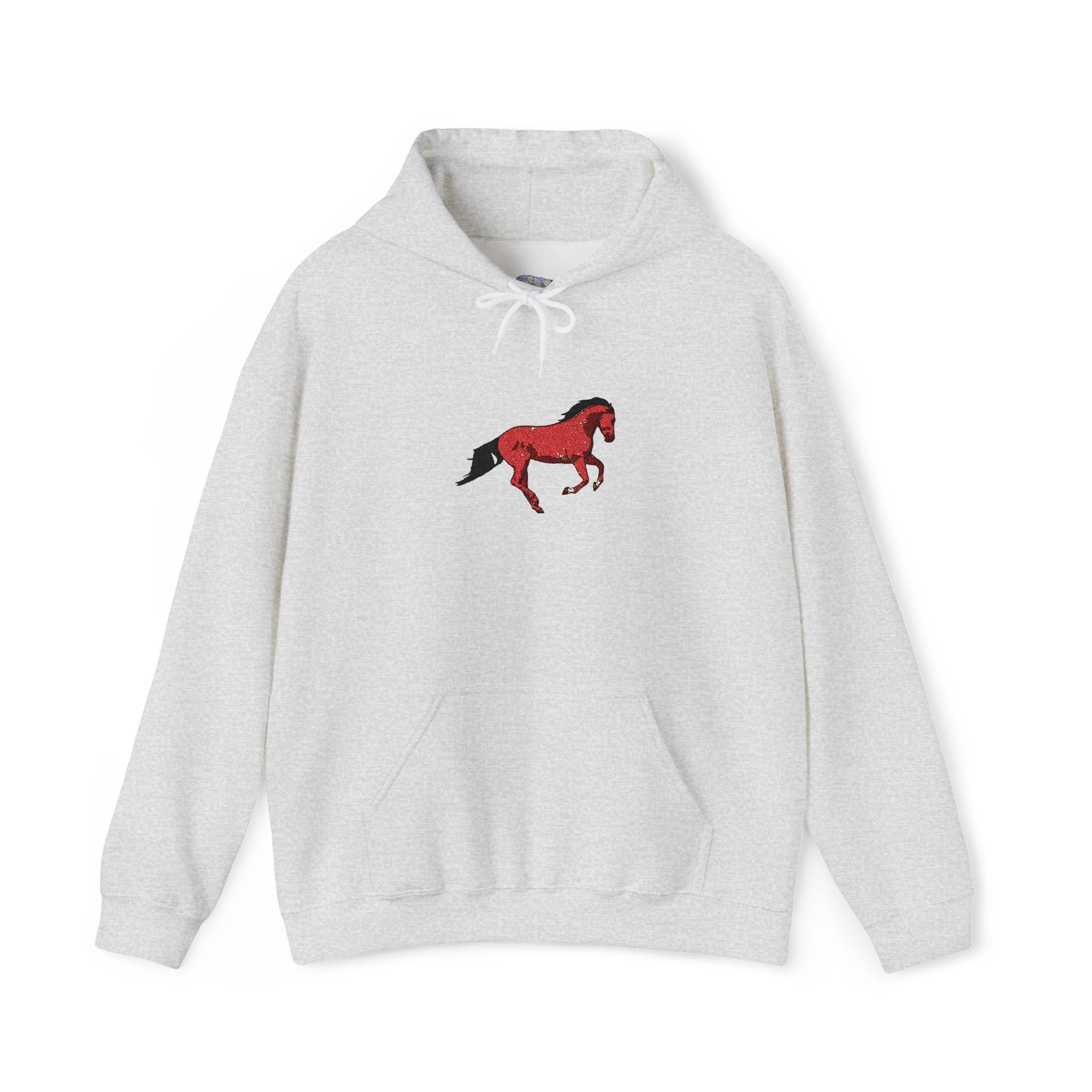 Horse Graphic Hoodie — Red Floral Stallion Design