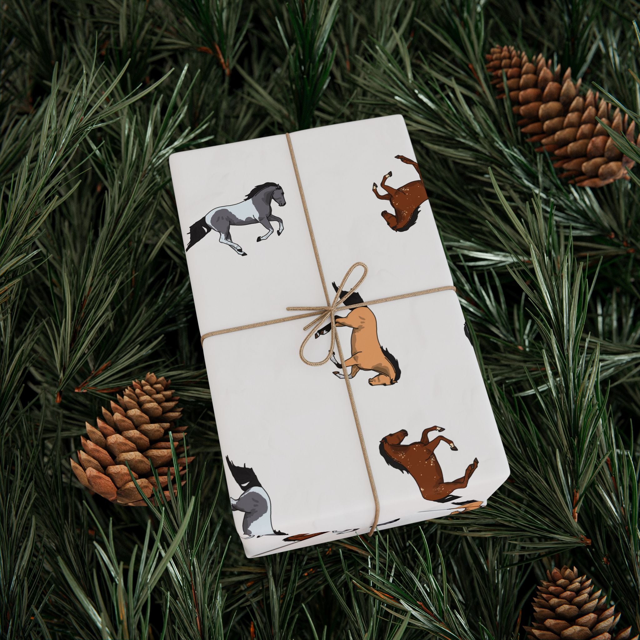 Horse Pattern Wrapping Paper — Cute Galloping Horses Gift Wrap