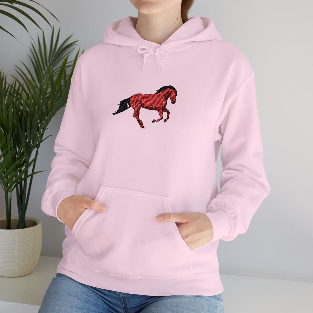 Horse Graphic Hoodie — Red Floral Stallion Design
