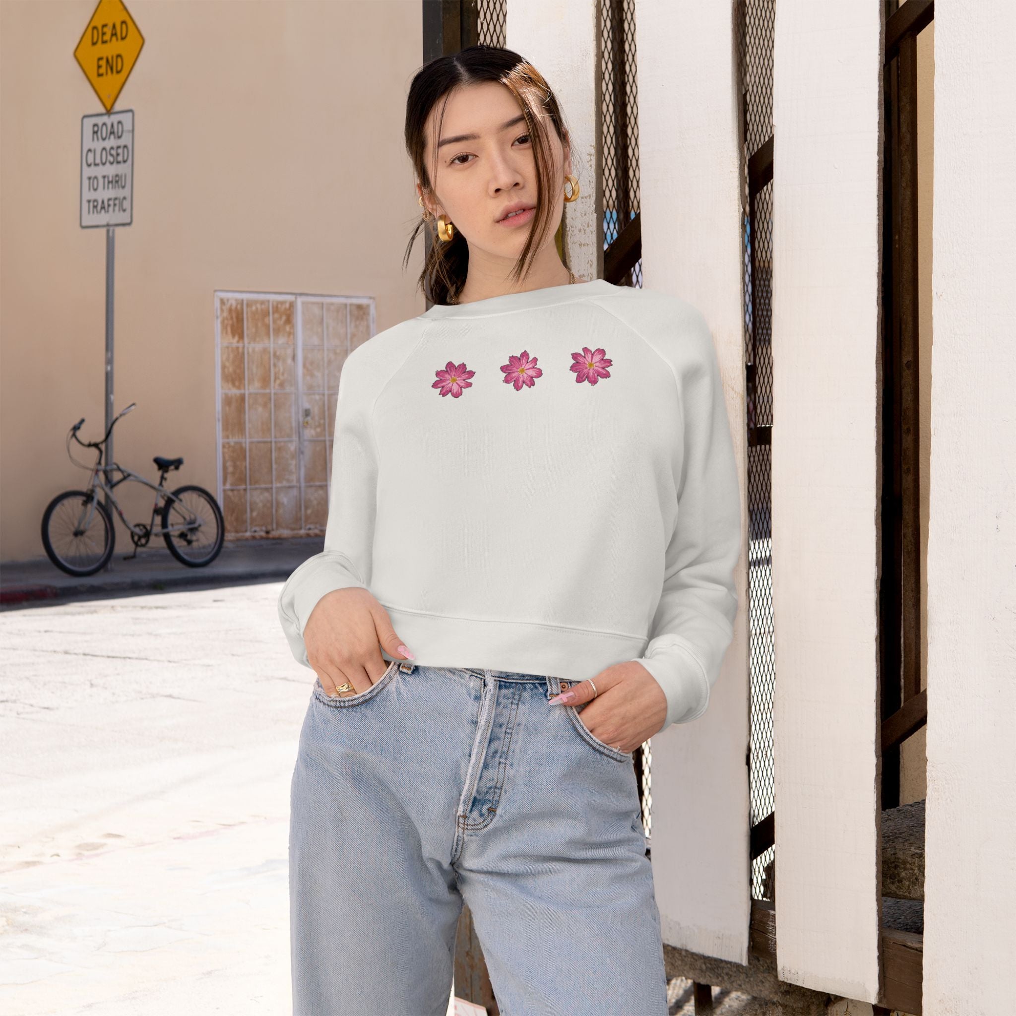 Floral Fleece Crop Pullover