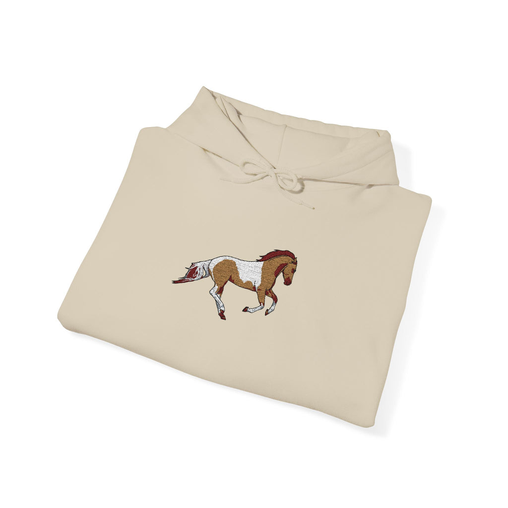 Painted Pinto Horse Hoodie - Small Chest Artwork, Equestrian Gift