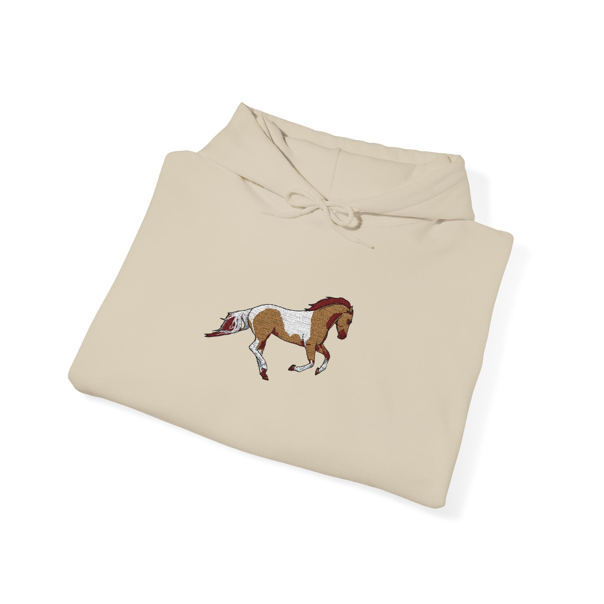 Painted Pinto Horse Hoodie - Small Chest Artwork, Equestrian Gift
