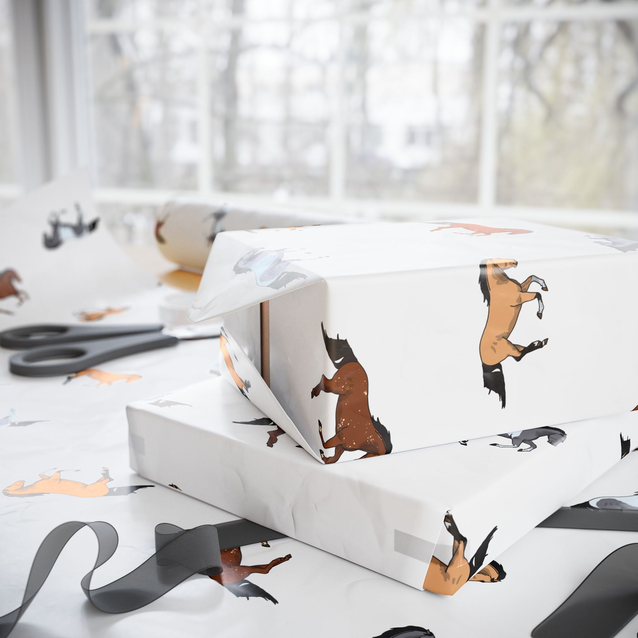 Horse Pattern Wrapping Paper — Cute Galloping Horses Gift Wrap